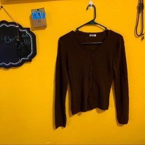 YUE AN brown cardigan long sleeve